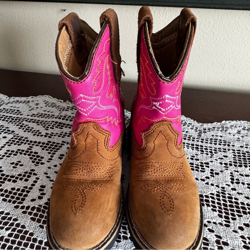 SMOKY Pink Western Cowboy Boots Kids 9.5 - Picture 5 of 7